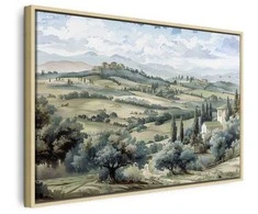 Artgeist Paveikslas - Landscape with Žalias Fields and Trees Tuscan Sunny View