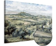 Artgeist Paveikslas - Landscape with Žalias Fields and Trees Tuscan Sunny View