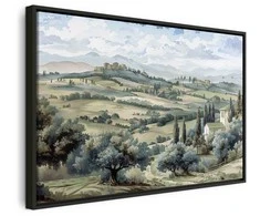 Artgeist Paveikslas - Landscape with Žalias Fields and Trees Tuscan Sunny View