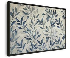 Artgeist Paveikslas - Leaves in Mėlyna Color Delicate Botanical Motif