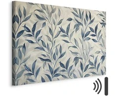 Artgeist Paveikslas - Leaves in Mėlyna Color Delicate Botanical Motif
