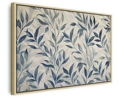 Artgeist Paveikslas - Leaves in Mėlyna Color Delicate Botanical Motif