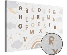 Artgeist Paveikslas - Letters Above the Rainbow - Letters Among Streams of Rain and Clouds with a Rainbow Moon and Stars on a Light Background