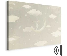 Artgeist Paveikslas - Little Conqueror - A Mouse in Heart Pajamas on the Moon Among Clouds