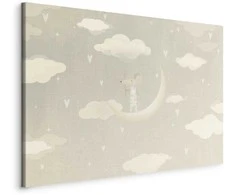 Artgeist Paveikslas - Little Conqueror - A Mouse in Heart Pajamas on the Moon Among Clouds