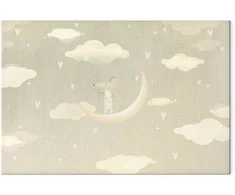 Artgeist Paveikslas - Little Conqueror - A Mouse in Heart Pajamas on the Moon Among Clouds