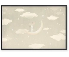 Artgeist Paveikslas - Little Conqueror - A Mouse in Heart Pajamas on the Moon Among Clouds