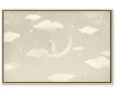 Artgeist Paveikslas - Little Conqueror - A Mouse in Heart Pajamas on the Moon Among Clouds