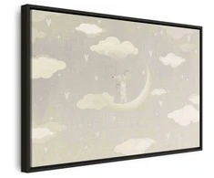 Artgeist Paveikslas - Little Conqueror - A Mouse in Heart Pajamas on the Moon Among Clouds