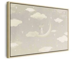Artgeist Paveikslas - Little Conqueror - A Mouse in Heart Pajamas on the Moon Among Clouds
