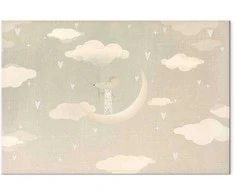 Artgeist Paveikslas - Little Conqueror - A Mouse in Heart Pajamas on the Moon Among Clouds