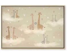 Artgeist Paveikslas - Love - Colorful Giraffes Floating on Clouds Among Hearts and Stars