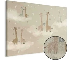 Artgeist Paveikslas - Love - Colorful Giraffes Floating on Clouds Among Hearts and Stars