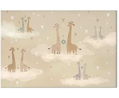 Artgeist Paveikslas - Love - Colorful Giraffes Floating on Clouds Among Hearts and Stars
