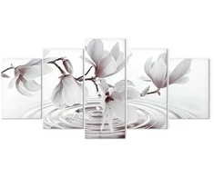 Artgeist Paveikslas - Magnolias over Water (5 Parts) Wide Pilkas