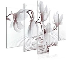 Artgeist Paveikslas - Magnolias over Water (5 Parts) Wide Pilkas