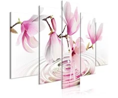 Artgeist Paveikslas - Magnolias over Water (5 Parts) Wide Rožinė