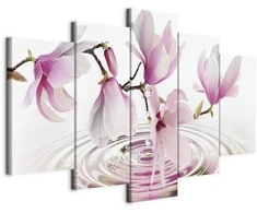 Artgeist Paveikslas - Magnolias over Water (5 Parts) Wide Rožinė