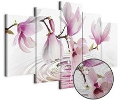 Artgeist Paveikslas - Magnolias over Water (5 Parts) Wide Rožinė