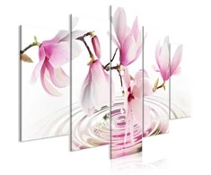 Artgeist Paveikslas - Magnolias over Water (5 Parts) Wide Rožinė