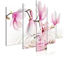 Artgeist Paveikslas - Magnolias over Water (5 Parts) Wide Rožinė