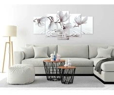 Artgeist Paveikslas - Magnolias over Water (5 Parts) Wide Pilkas