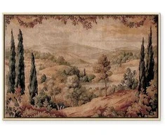 Artgeist Paveikslas - Mediterranean landscape - old tapestry with a hill and a lake