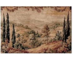 Artgeist Paveikslas - Mediterranean landscape - old tapestry with a hill and a lake