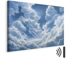 Artgeist Paveikslas - Mėlyna Sky Breaking Through Baltas Fluffy Clouds