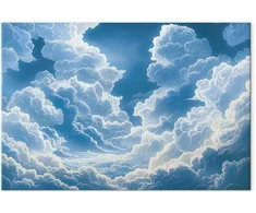 Artgeist Paveikslas - Mėlyna Sky Breaking Through Baltas Fluffy Clouds