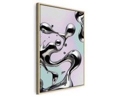 Artgeist Paveikslas - Metallic Fluidity - Abstract Sidabrinis Forms on a Mint-Violetinė Background