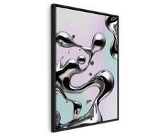 Artgeist Paveikslas - Metallic Fluidity - Abstract Sidabrinis Forms on a Mint-Violetinė Background