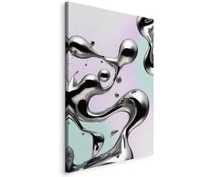 Artgeist Paveikslas - Metallic Fluidity - Abstract Sidabrinis Forms on a Mint-Violetinė Background