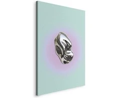Artgeist Paveikslas - Metallic Form - Abstract Sculpture on a Mint Background with a Violetinė Halo