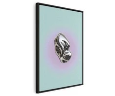 Artgeist Paveikslas - Metallic Form - Abstract Sculpture on a Mint Background with a Violetinė Halo