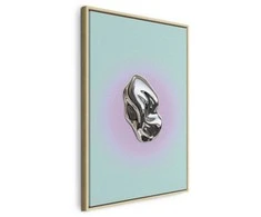 Artgeist Paveikslas - Metallic Form - Abstract Sculpture on a Mint Background with a Violetinė Halo