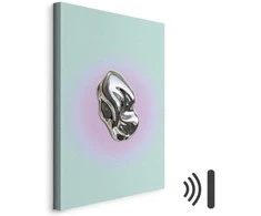 Artgeist Paveikslas - Metallic Form - Abstract Sculpture on a Mint Background with a Violetinė Halo