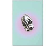 Artgeist Paveikslas - Metallic Form - Abstract Sculpture on a Mint Background with a Violetinė Halo