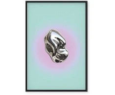 Artgeist Paveikslas - Metallic Form - Abstract Sculpture on a Mint Background with a Violetinė Halo