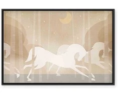 Artgeist Paveikslas - Moon Horses - Horses Galloping Among Trees on a Starry Night