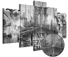 Artgeist Paveikslas - New York City Collage (5 Parts) Wide Juodas and Baltas