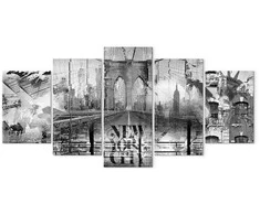Artgeist Paveikslas - New York City Collage (5 Parts) Wide Juodas and Baltas