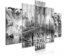 Artgeist Paveikslas - New York City Collage (5 Parts) Wide Juodas and Baltas