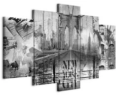 Artgeist Paveikslas - New York City Collage (5 Parts) Wide Juodas and Baltas