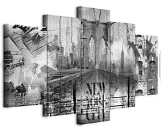 Artgeist Paveikslas - New York City Collage (5 Parts) Wide Juodas and Baltas