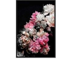 Artgeist Paveikslas - Peony Charm (1-part) - Colorful Bouquet on Juodas Background