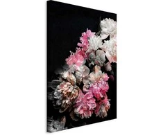 Artgeist Paveikslas - Peony Charm (1-part) - Colorful Bouquet on Juodas Background