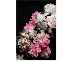 Artgeist Paveikslas - Peony Charm (1-part) - Colorful Bouquet on Juodas Background