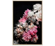 Artgeist Paveikslas - Peony Charm (1-part) - Colorful Bouquet on Juodas Background