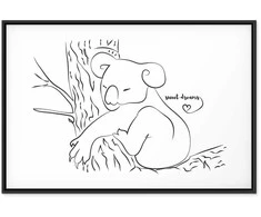 Artgeist Paveikslas - Quiet Charm of Nature (1-part) - Sleeping Koala in Juodas and Baltas